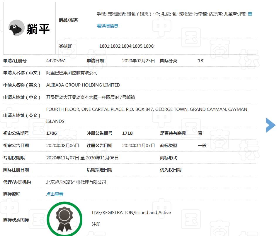 ​独具慧眼！阿里早在18年就把“躺平”注册了商标